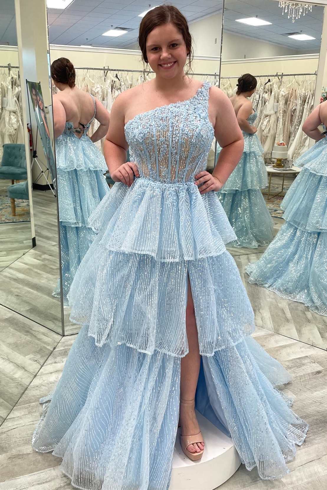 one shoulder prom dress